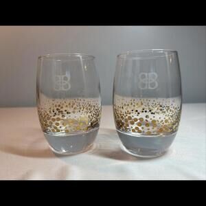 4  Glasses Gold Bubbles Confetti Dots Tumblers Whiskey
